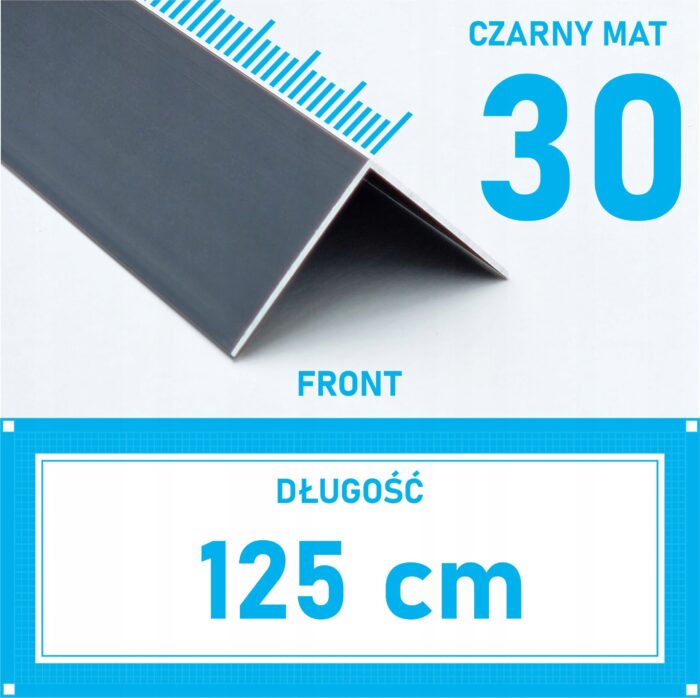 KĄTOWNIK aluminiowy CZARNY 30x30mm anodowany 125cm