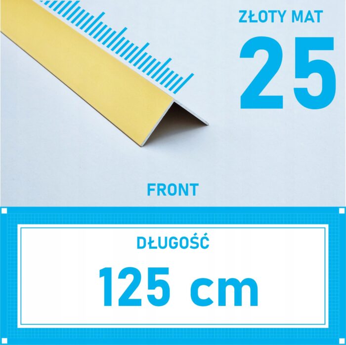 KĄTOWNIK aluminiowy ZŁOTY MAT 25x25mm anodowany 125cm