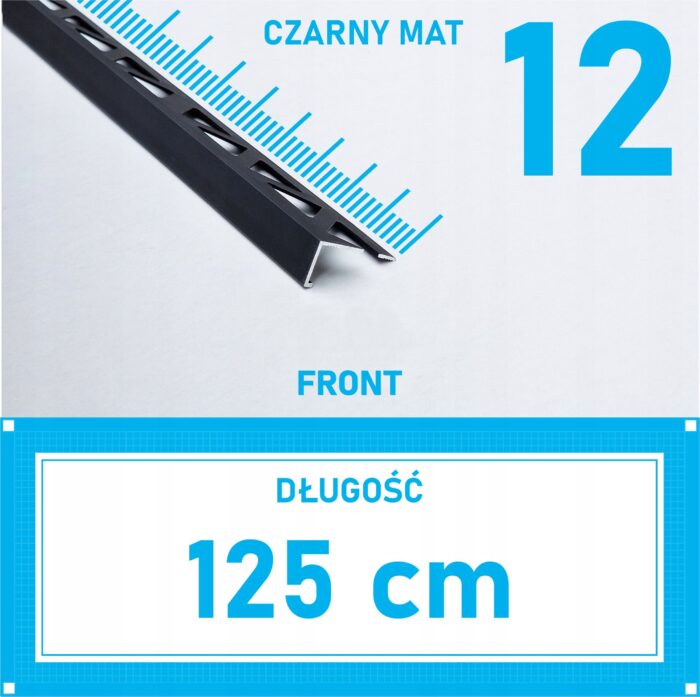 Listwa L profil narożna 12mm CZARNY MAT ALU 125cm