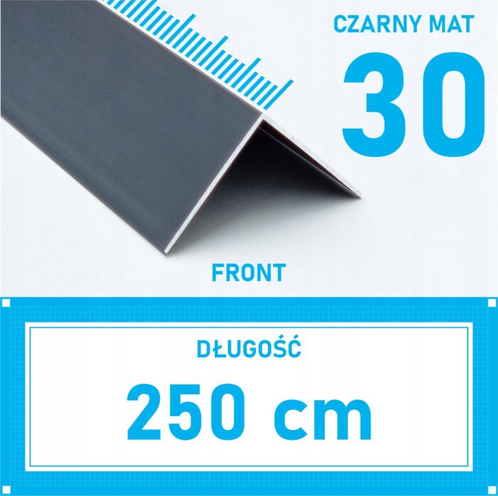 KĄTOWNIK aluminiowy CZARNY 30x30mm anodowany 250cm