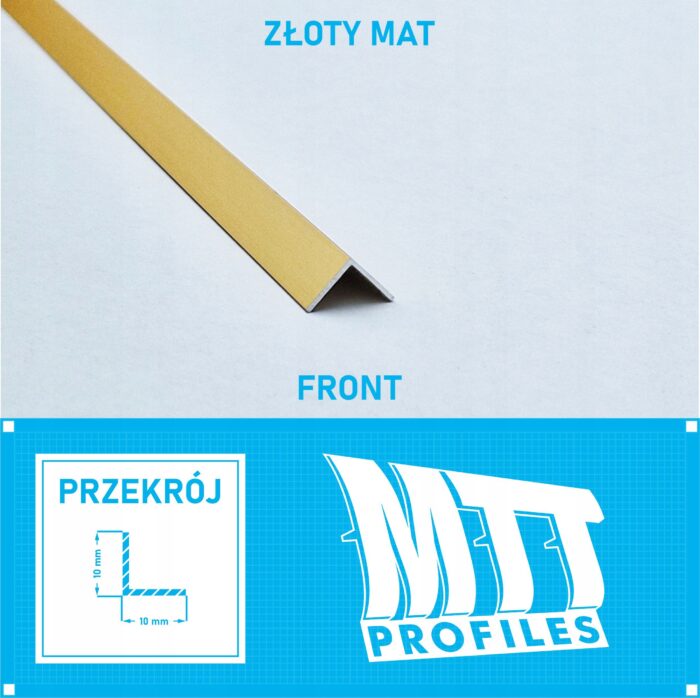 Kątownik aluminiowy anod ZŁOTY MAT 10x10mm 125cm - obrazek 4