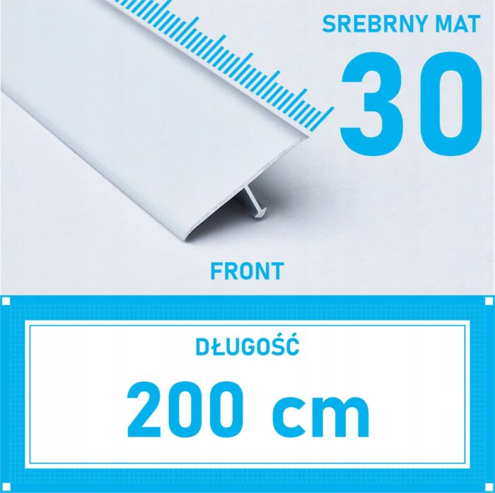 Listwa łącząca progowa TEOWNIK 30mm SREBRNY MAT 2m