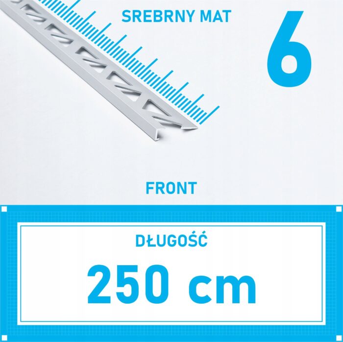 Listwa L profil narożna 6mm SREBRNY MAT ALU 250cm