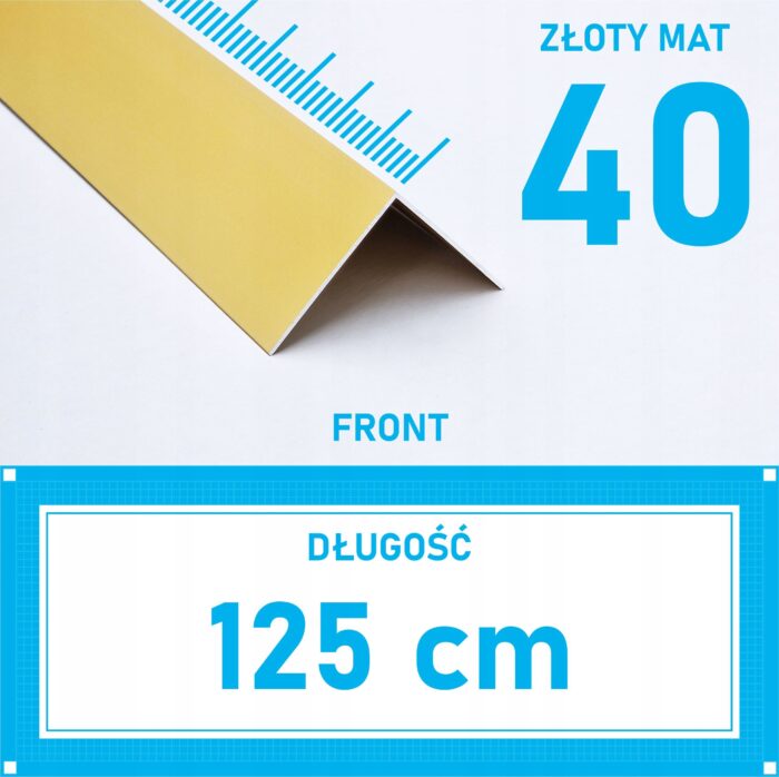 KĄTOWNIK aluminiowy ZŁOTY 40x40mm anodowany 125cm
