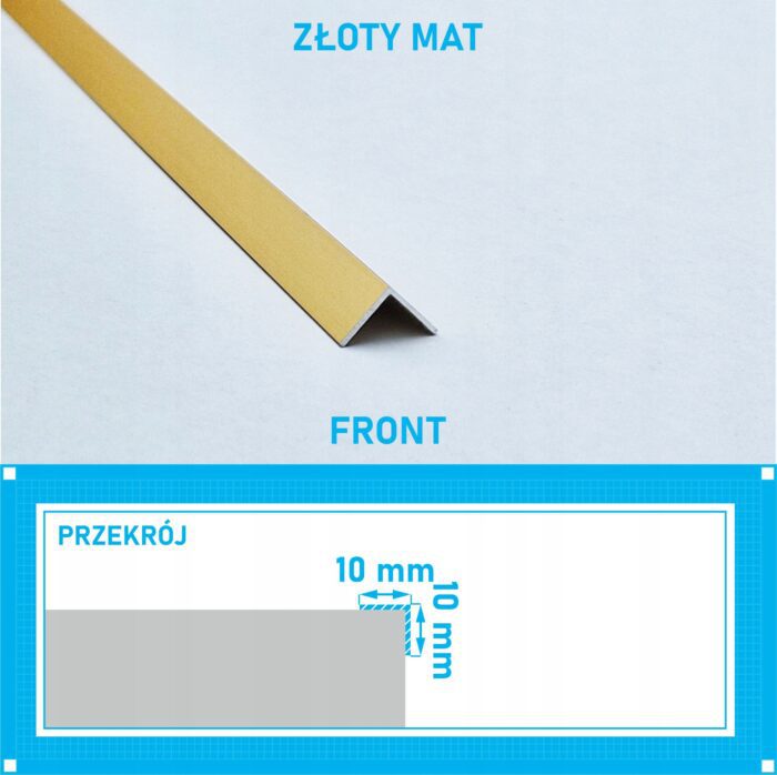 Kątownik aluminiowy anod ZŁOTY MAT 10x10mm 250cm - obrazek 4