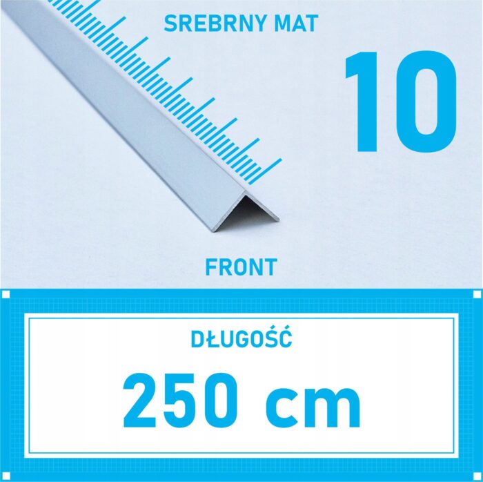 Kątownik aluminiowy anod SREBRNY MAT 10x10mm 250cm