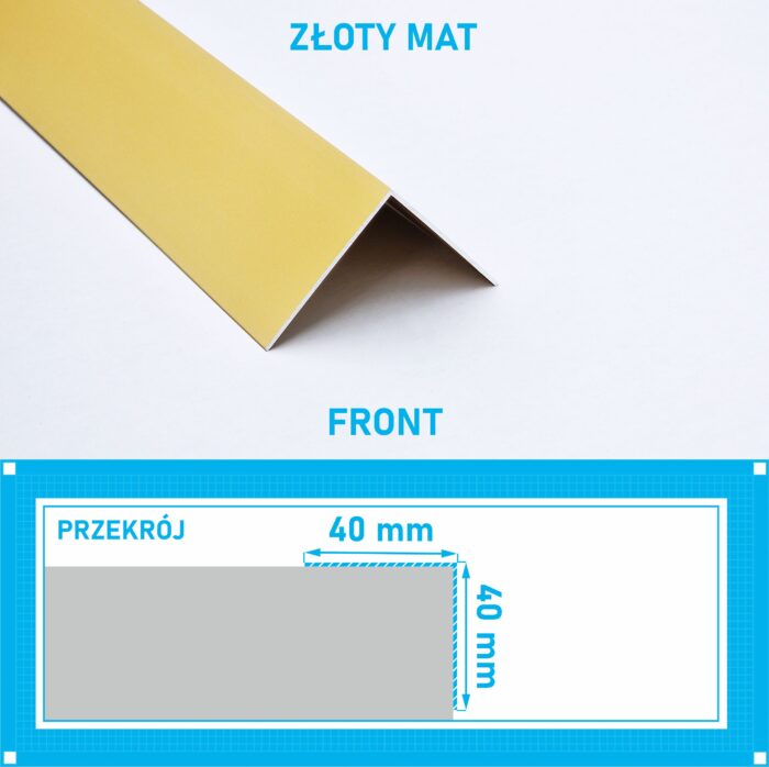 KĄTOWNIK aluminiowy ZŁOTY 40x40mm anodowany 125cm - obrazek 4