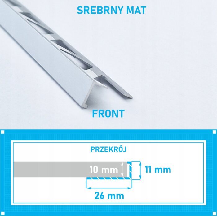 Listwa L profil narożna 10mm SREBRNY MAT ALU 250cm - obrazek 4