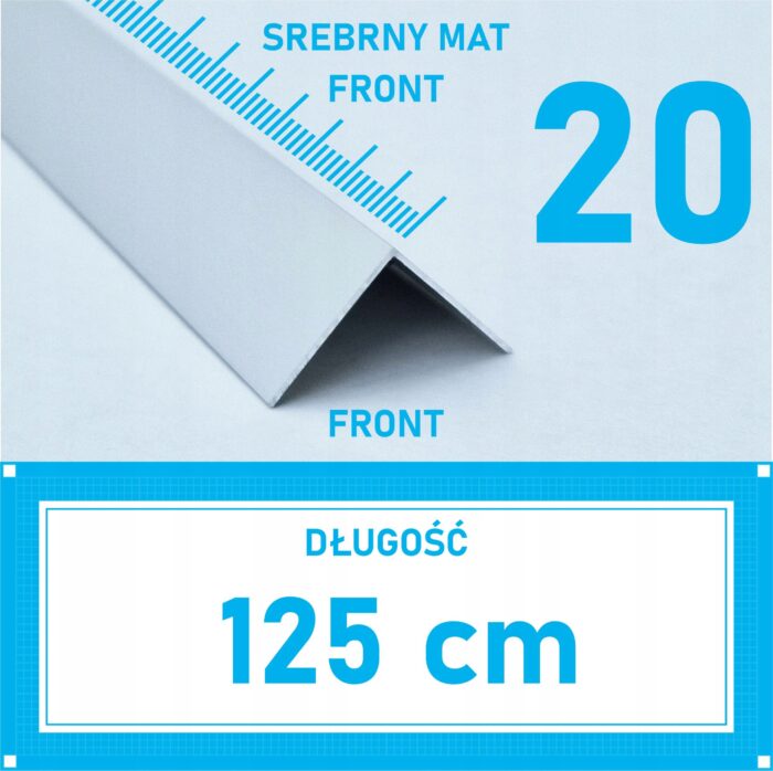Kątownik aluminiowy anod SREBRNY MAT 20x20mm 125cm