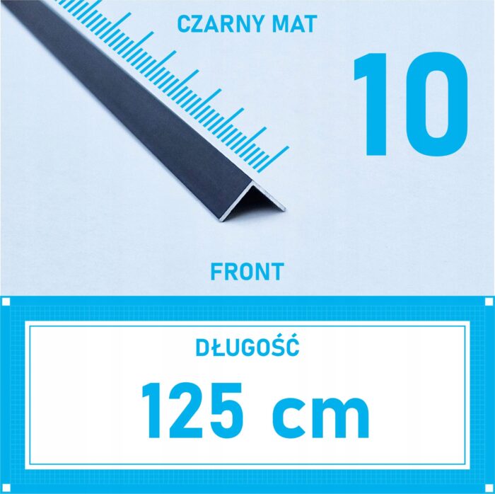 Kątownik aluminiowy anod CZARNY MAT 10x10mm 125cm