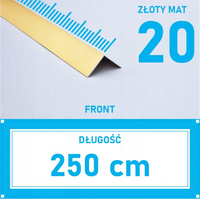 Kątownik aluminiowy anod ZŁOTY MAT 20x20mm 250cm