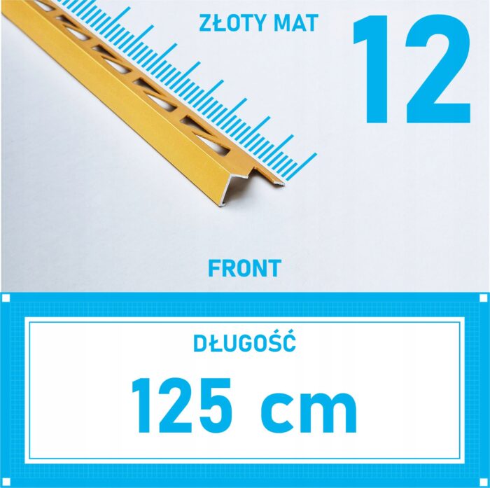 Listwa L profil narożna 12mm ZŁOTY MAT ALU 125cm
