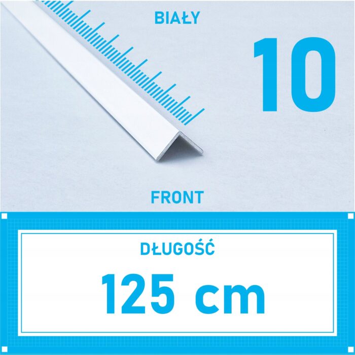 Kątownik aluminiowy BIAŁY MAT 10x10mm 125cm
