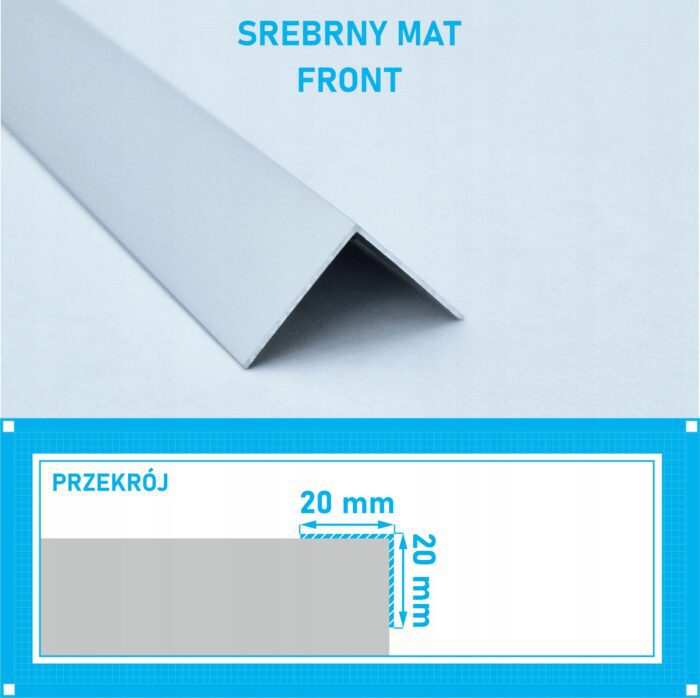 Kątownik aluminiowy anod SREBRNY MAT 20x20mm 250cm - obrazek 4