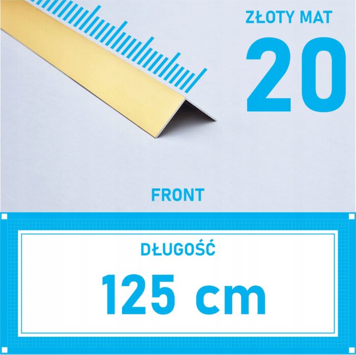Kątownik aluminiowy anod ZŁOTY MAT 20x20mm 125cm