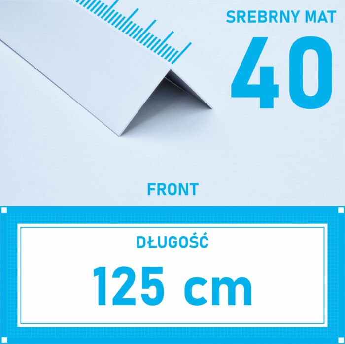 Kątownik aluminiowy anod SREBRNY MAT 40x40mm 125cm