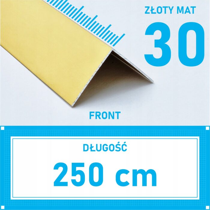 KĄTOWNIK aluminiowy ZŁOTY 30x30mm anodowany 250cm
