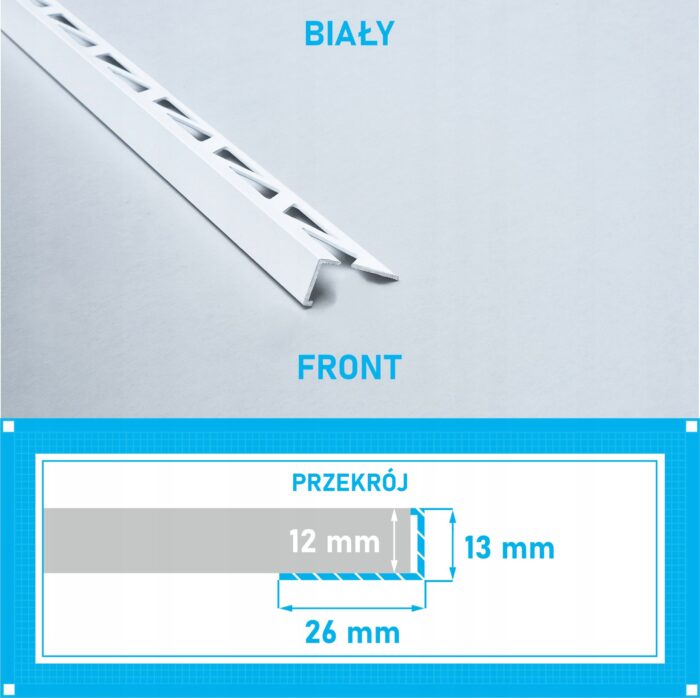 Listwa L profil narożna 12mm BIAŁY ALU 125cm - obrazek 4