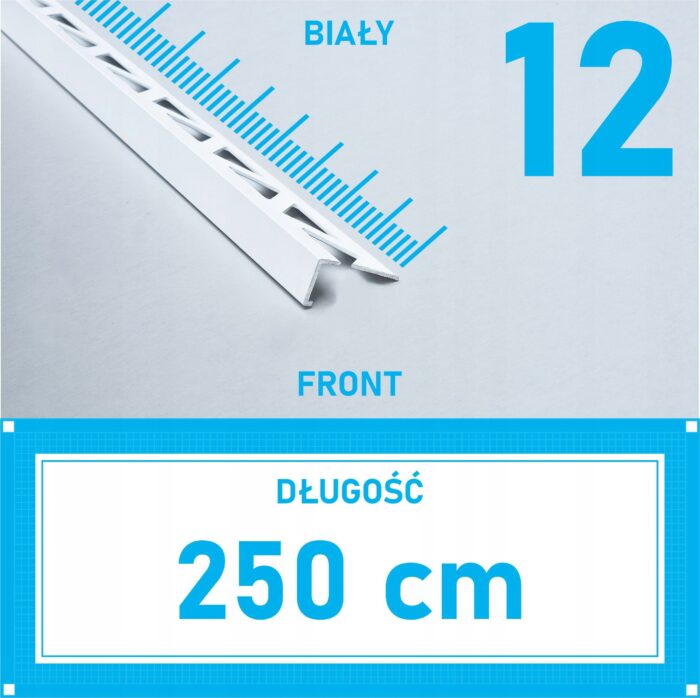 Listwa L profil narożna 12mm BIAŁY ALU 250cm