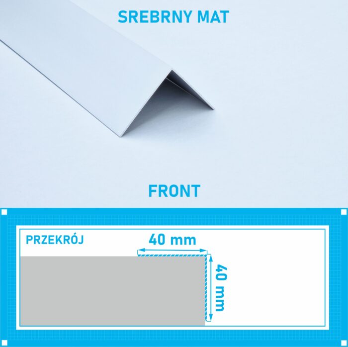 Kątownik aluminiowy anod SREBRNY MAT 40x40mm 125cm - obrazek 4