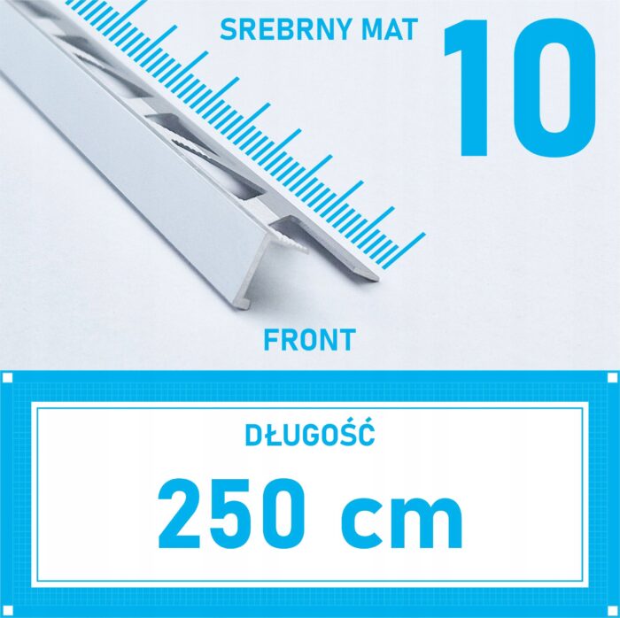 Listwa L profil narożna 10mm SREBRNY MAT ALU 250cm