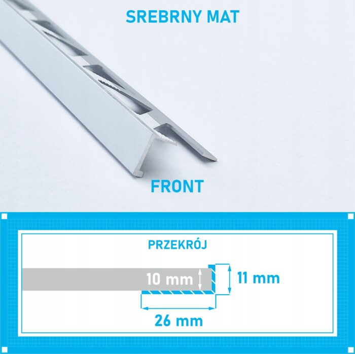 Listwa L profil narożna 10mm SREBRNY MAT ALU 125cm - obrazek 4