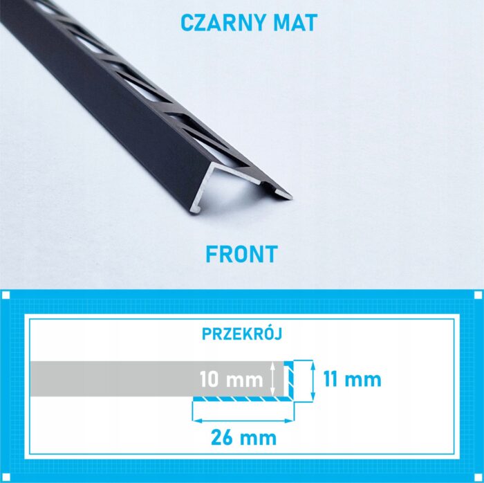 Listwa L profil narożna 10mm CZARNY MAT ALU 125cm - obrazek 4