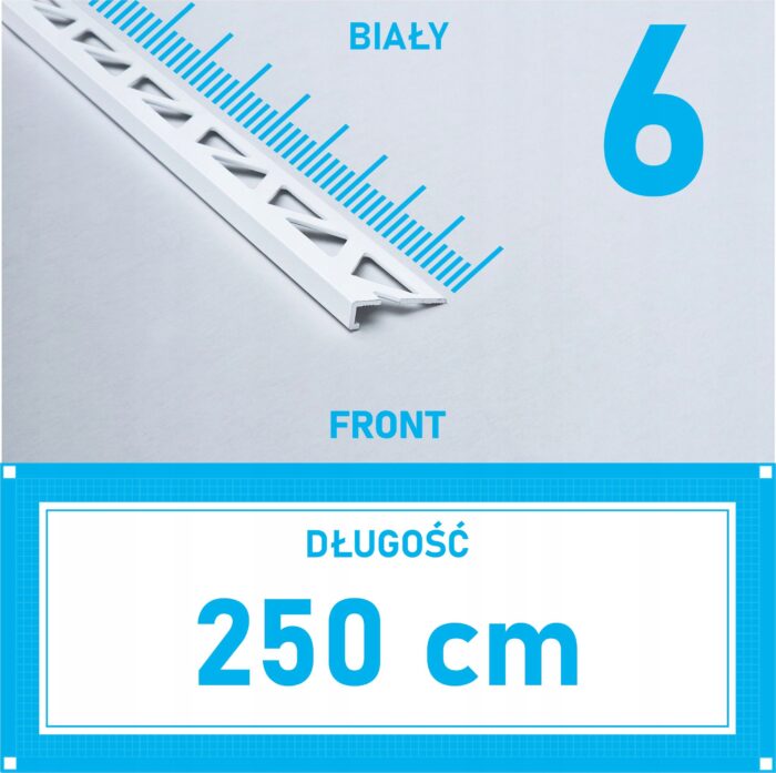 Listwa L profil narożna 6mm BIAŁY ALU 250cm