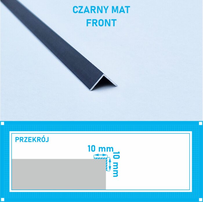 Kątownik aluminiowy anod CZARNY MAT 10x10mm 125cm - obrazek 4
