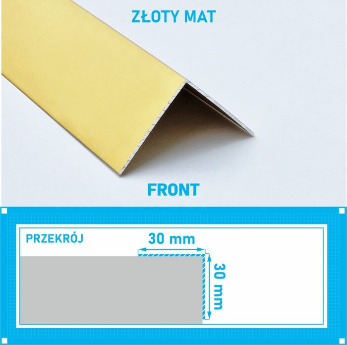 KĄTOWNIK aluminiowy ZŁOTY 30x30mm anodowany 250cm - obrazek 4