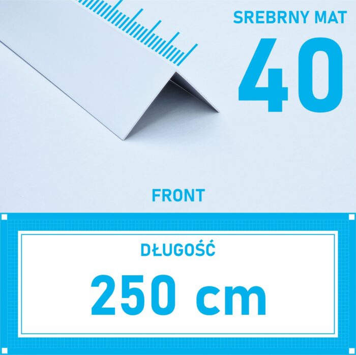 Kątownik aluminiowy anod SREBRNY MAT 40x40mm 250cm