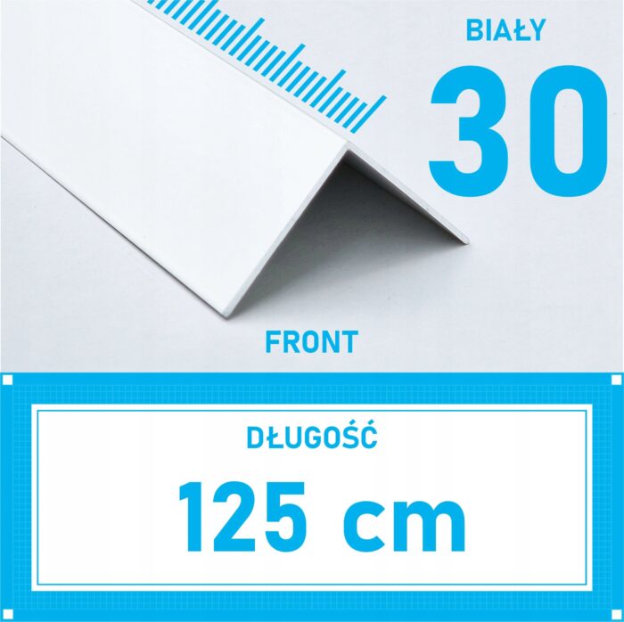 KĄTOWNIK aluminiowy BIAŁY 30x30mm anodowany 125cm