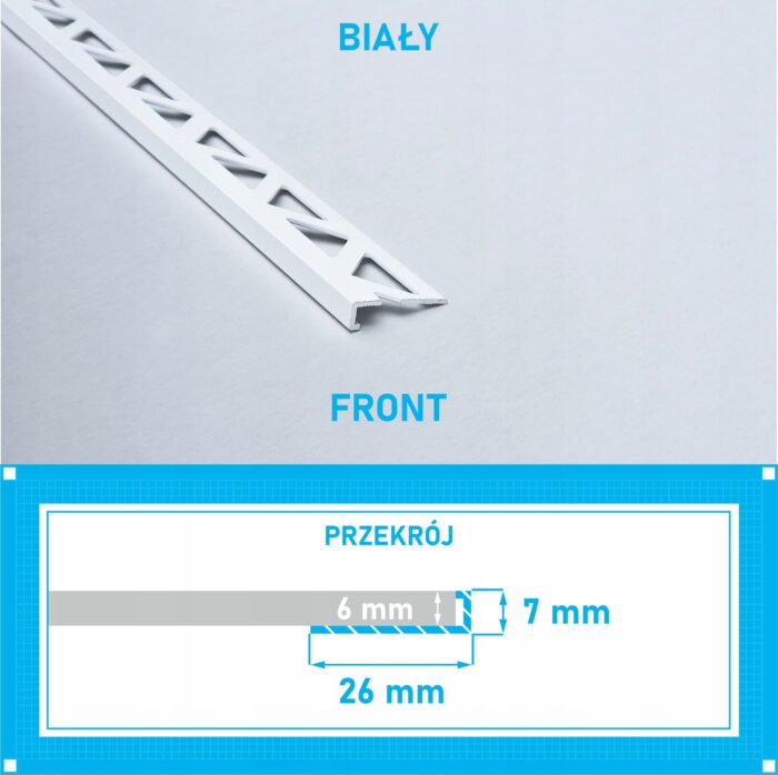 Listwa L profil narożna 6mm BIAŁY ALU 125cm - obrazek 4