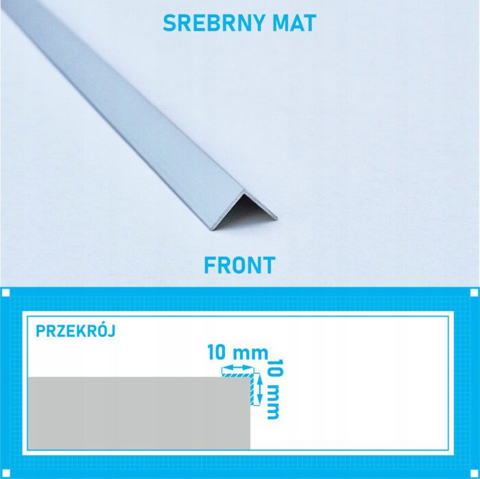 Kątownik aluminiowy anod SREBRNY MAT 10x10mm 125cm - obrazek 4