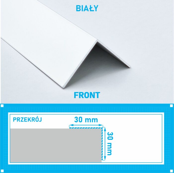 KĄTOWNIK aluminiowy BIAŁY 30x30mm anodowany 250cm - obrazek 4