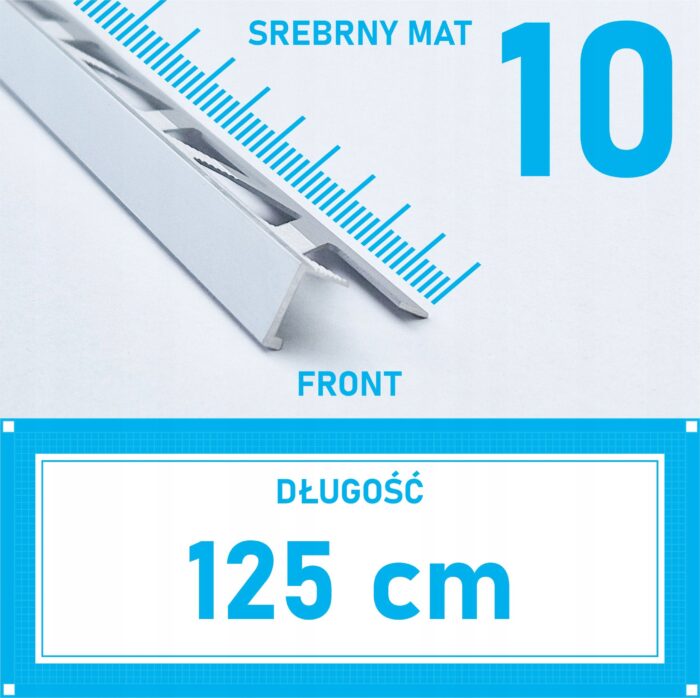 Listwa L profil narożna 10mm SREBRNY MAT ALU 125cm