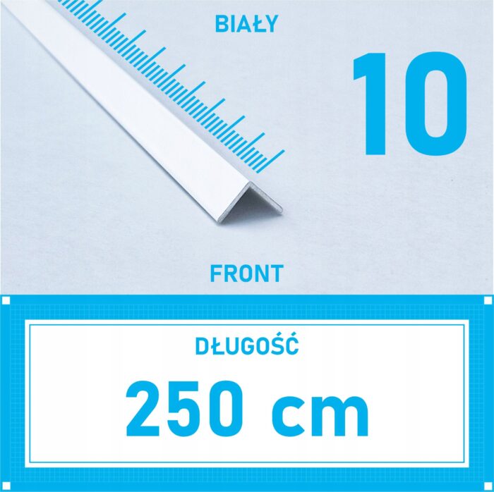 Kątownik aluminiowy BIAŁY MAT 10x10mm 250cm