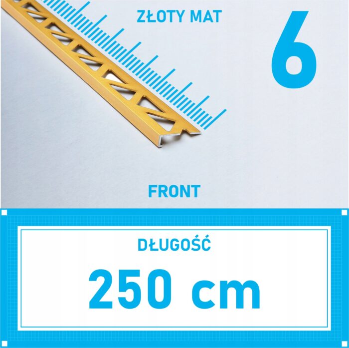 Listwa L profil narożna 6mm ZŁOTY MAT ALU 250cm