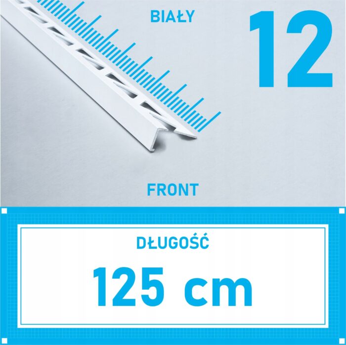 Listwa L profil narożna 12mm BIAŁY ALU 125cm