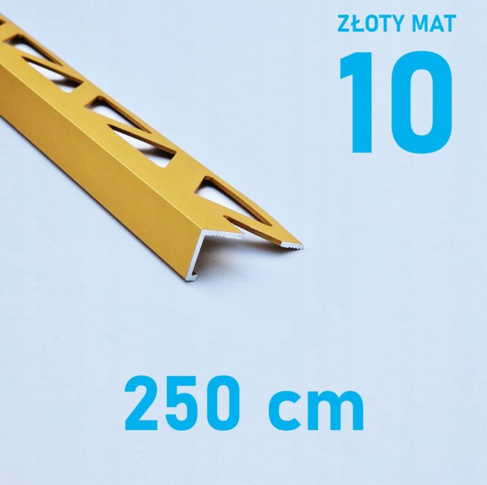Listwa L profil narożna 10mm ZŁOTY MAT ALU 250cm