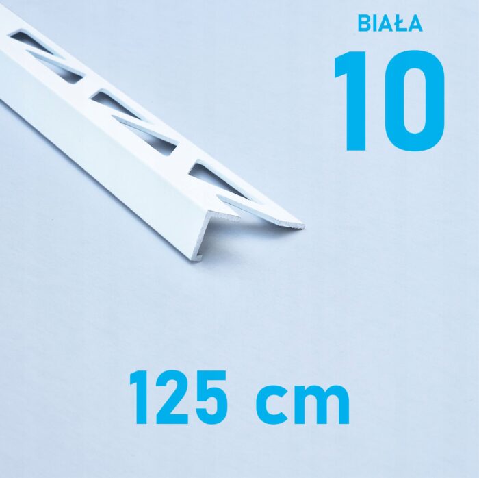 Listwa L profil narożna 10mm BIAŁY ALU 125cm