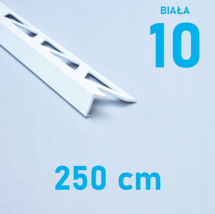 Listwa L profil narożna 10mm BIAŁY ALU 250cm